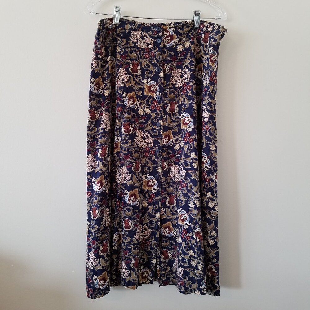Sag Harbor Plus Size Floral Elastic Button Down Skirt Size XL